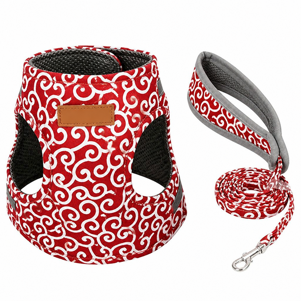 PurrfectFit™ – Cat Vest Harness with Japanese Swirl Design and Cushioned Leash