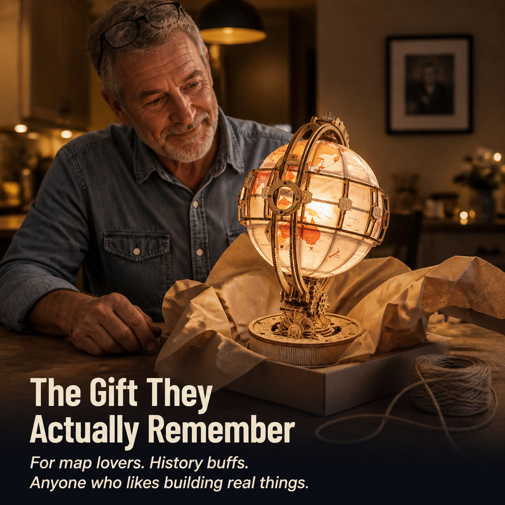 LumoraSphere™ — Click Together a Radiant Wooden Globe That Also Works as Decor