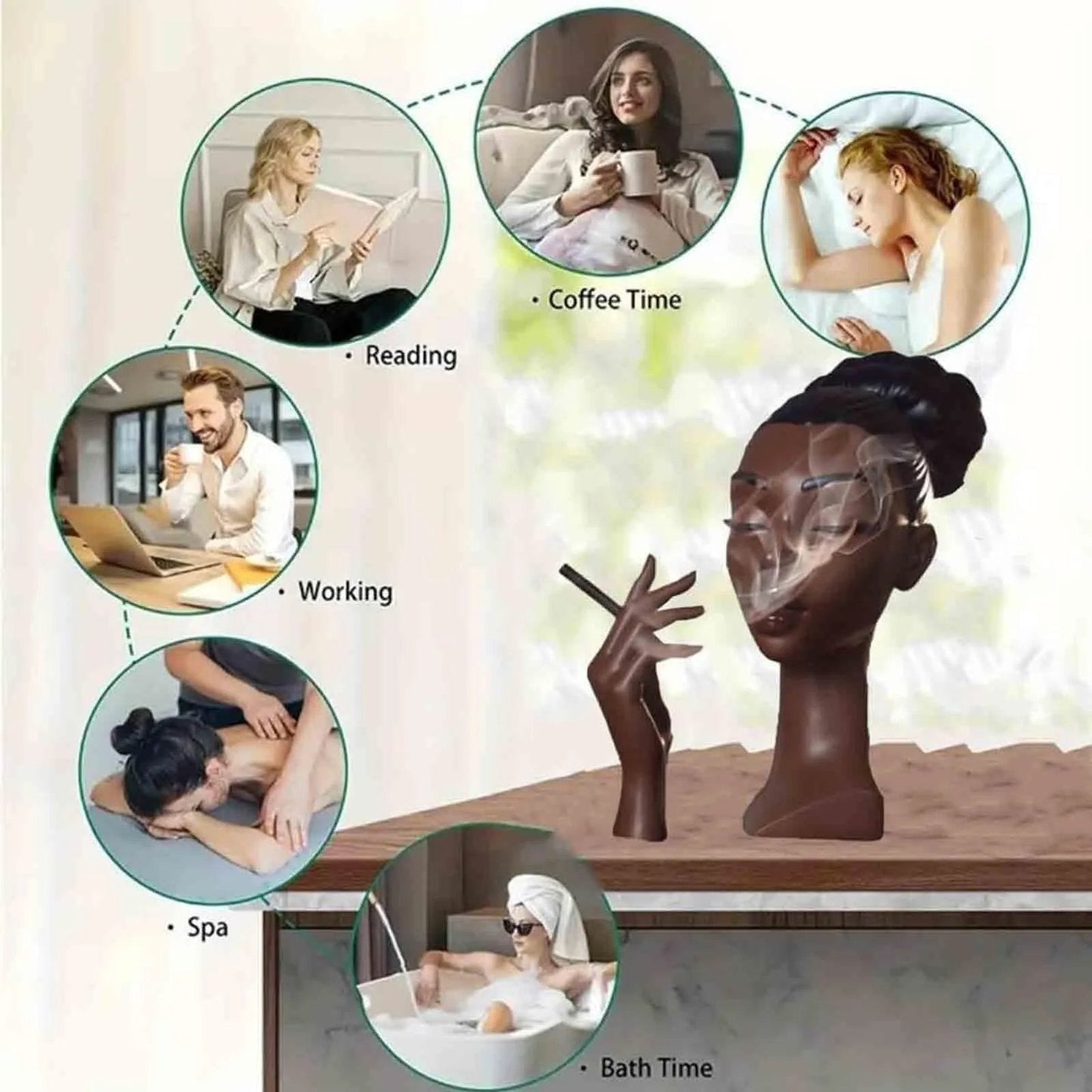 Zen Beauty | Exquisite Black Woman Head Incense Burner