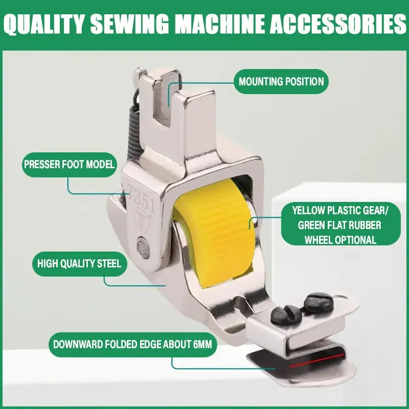 1+1 Free | Adjustable Rolling Foot for Sewing Machines – Versatile for Perfect Hems