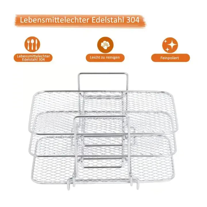 3-Tier Stainless Steel Rack for Air Fryers Offering Versatile Cooking Options