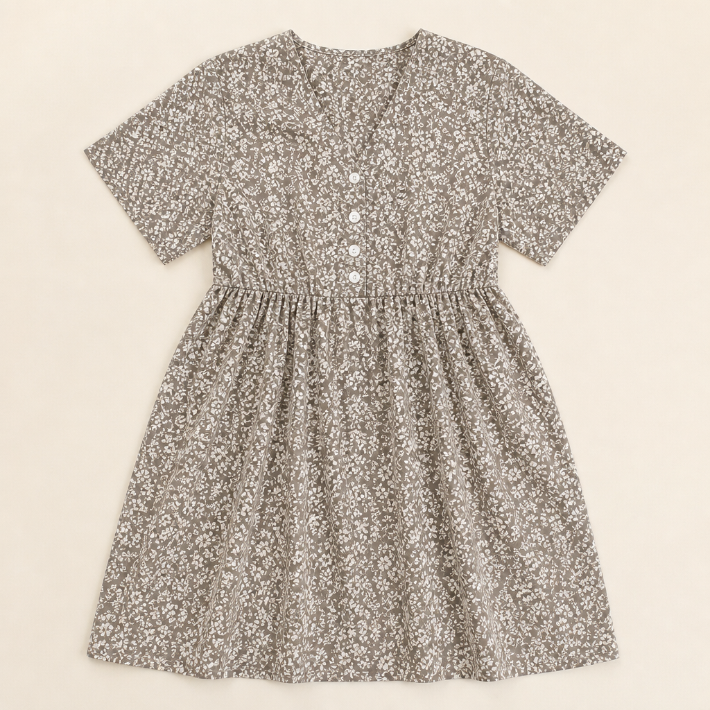 LuminaEase™ – Casual V-Neck Button-Front Day Dress
