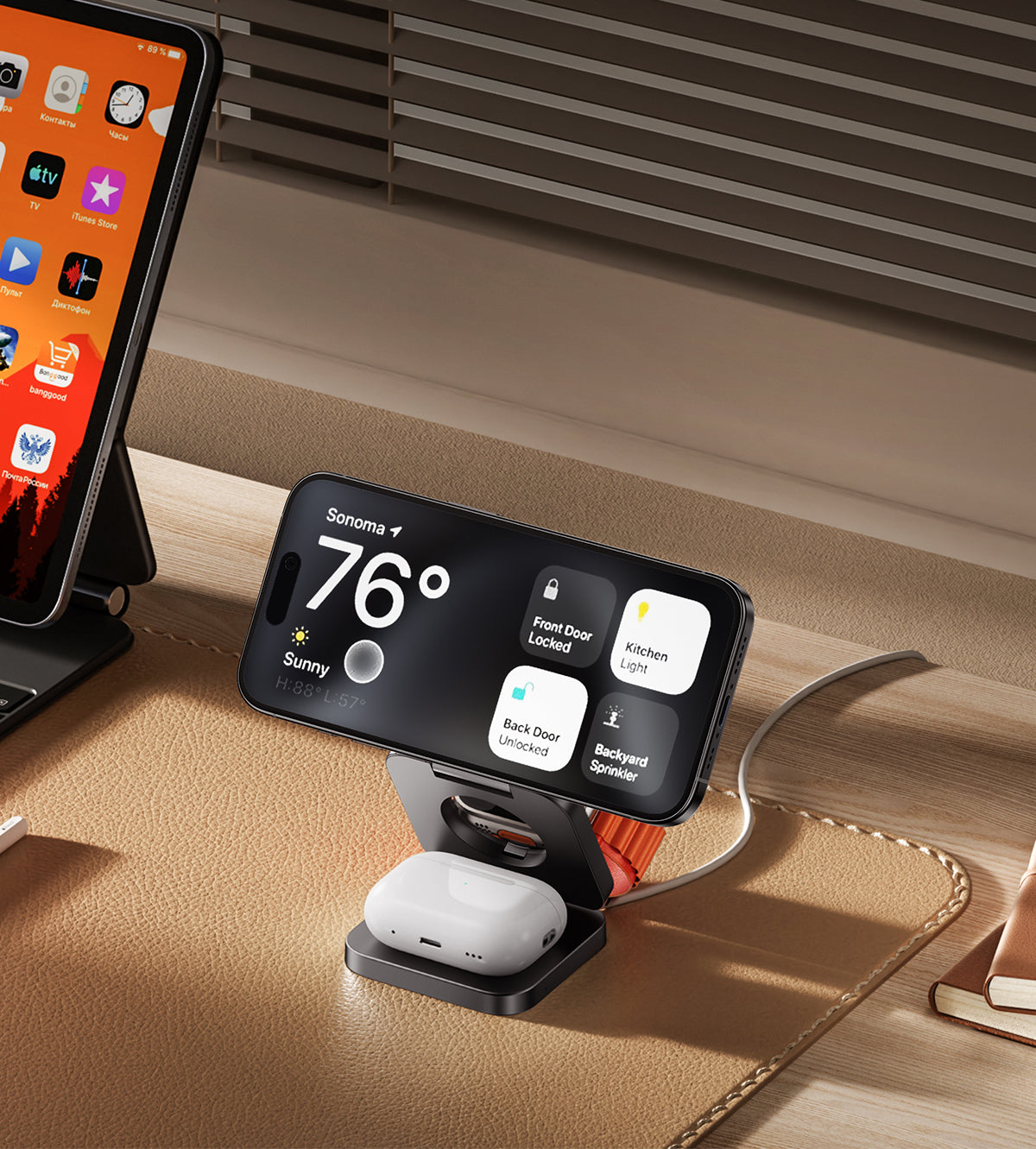 KUXIU X55 3-in-1 Foldable Magnetic Wireless Charger Station - Gray