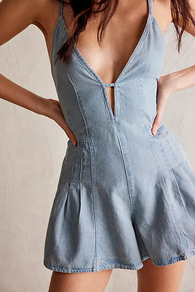 VivaLush™ Denim Romper — Effortless All-Day Comfort That Flawlessly Flows with Your Every Move