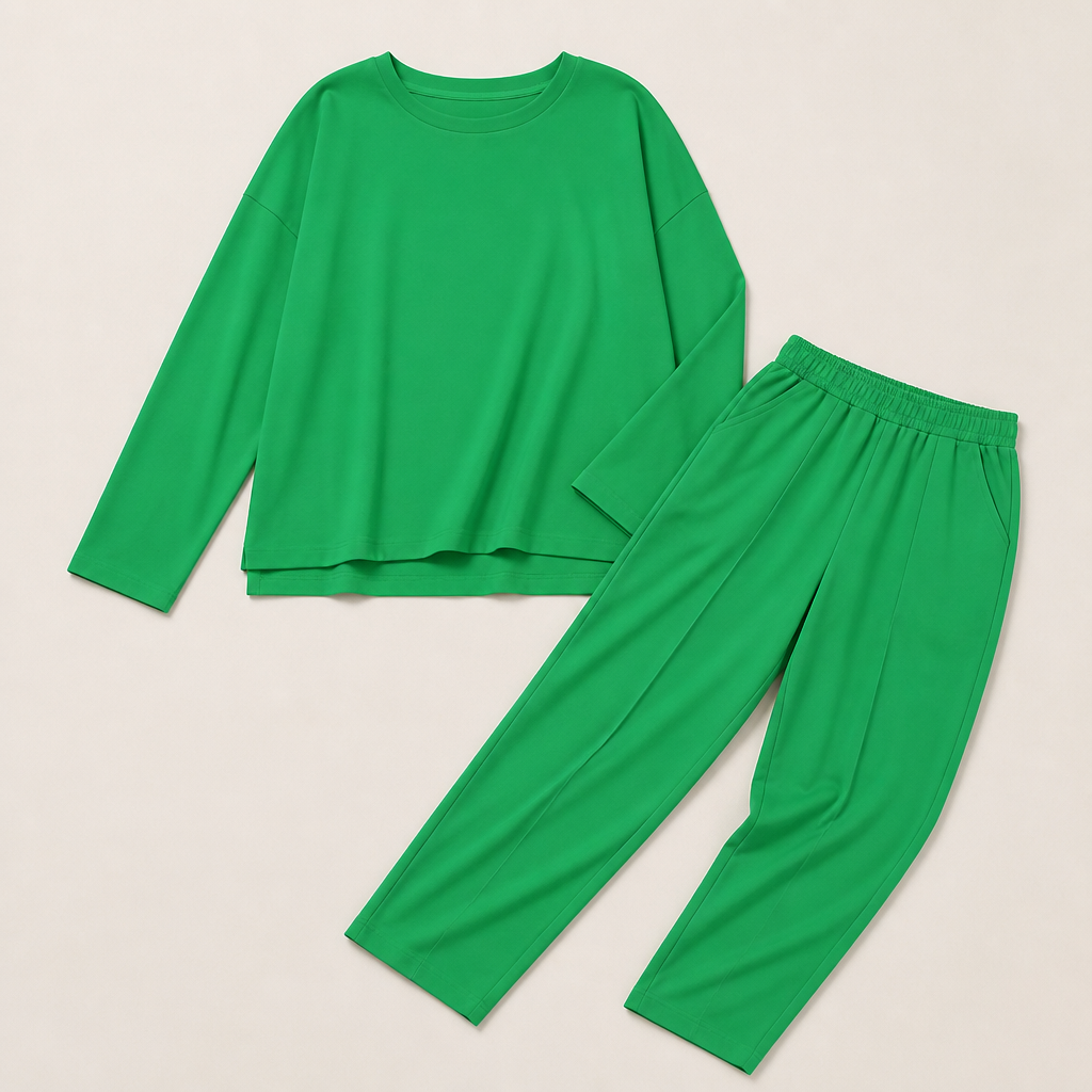 Mirelle™ – Casual Boat-Neck Two-Piece Outfit with Slim Pleated Tapered Pants