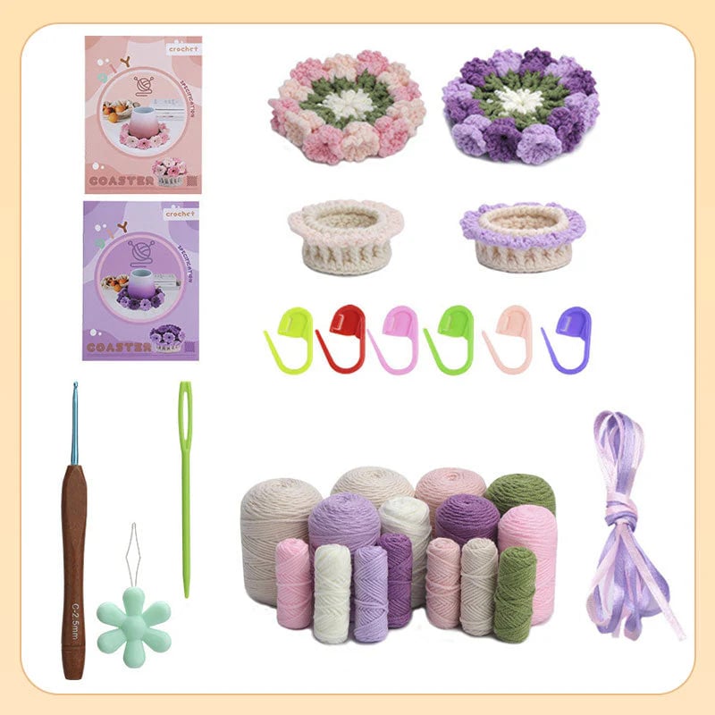 BloomAura™ Crochet Coaster Kit — Craft Radiant, Soulful Floral Art That Warms Your Home and Heart