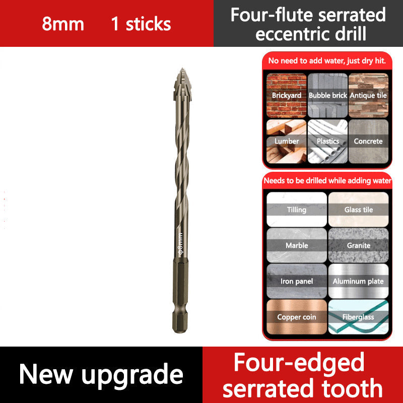 🔥Upgraded eccentric four-nozzle drill head for ceramics, glass, marble, and metal