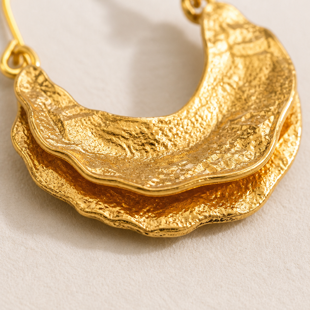 Selenia™ – Textured Gold Crescent Bold Hoop Earrings