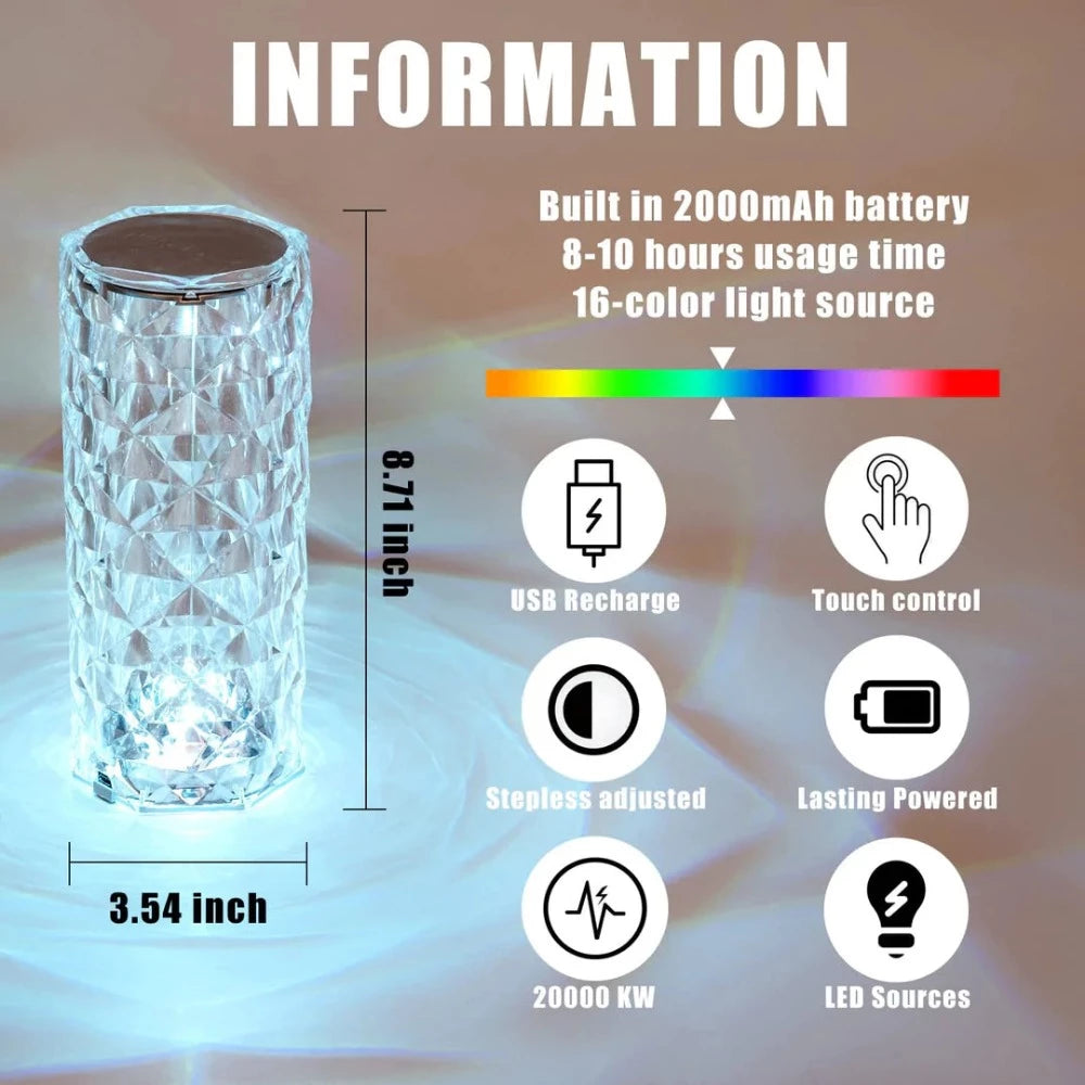 Multi-Color Diamond Crystal Lamp