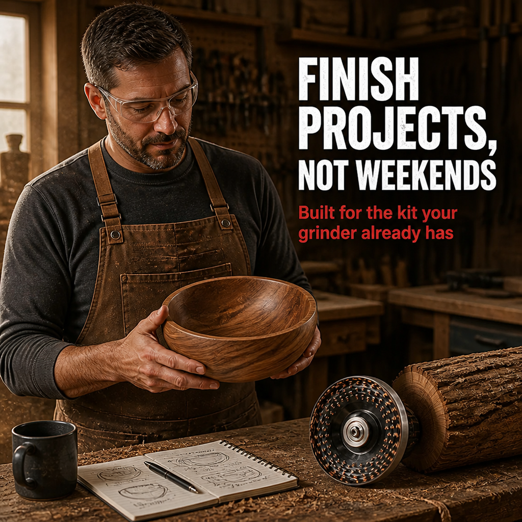 Glidara™ — Shape, Sculpt & Smooth Hardwood Fast Using Any 125mm Angle Grinder