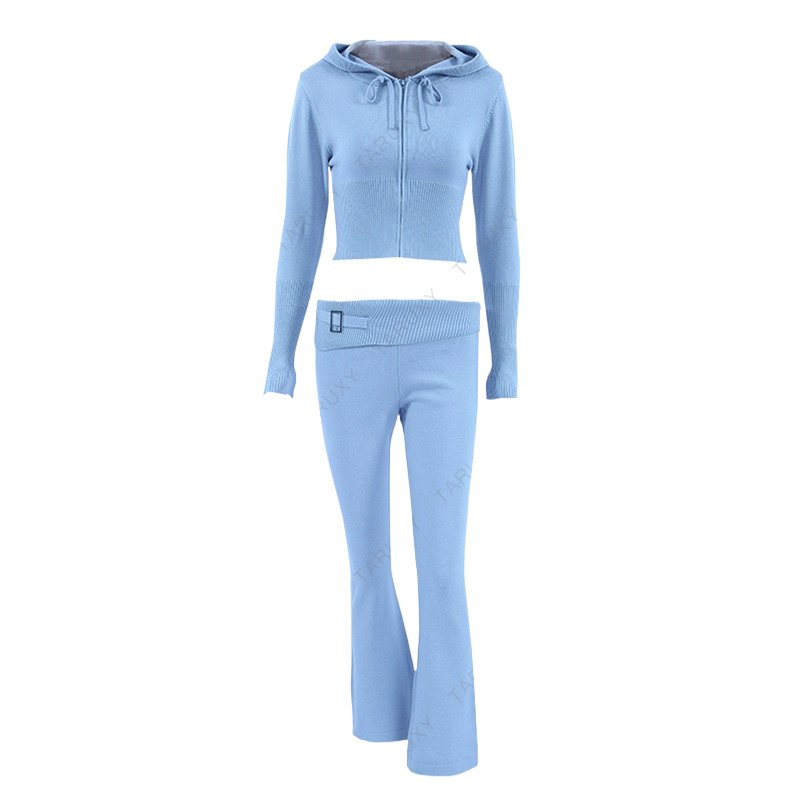 Women's stylish and sexy two-piece set with high-waisted long-sleeved trousers
