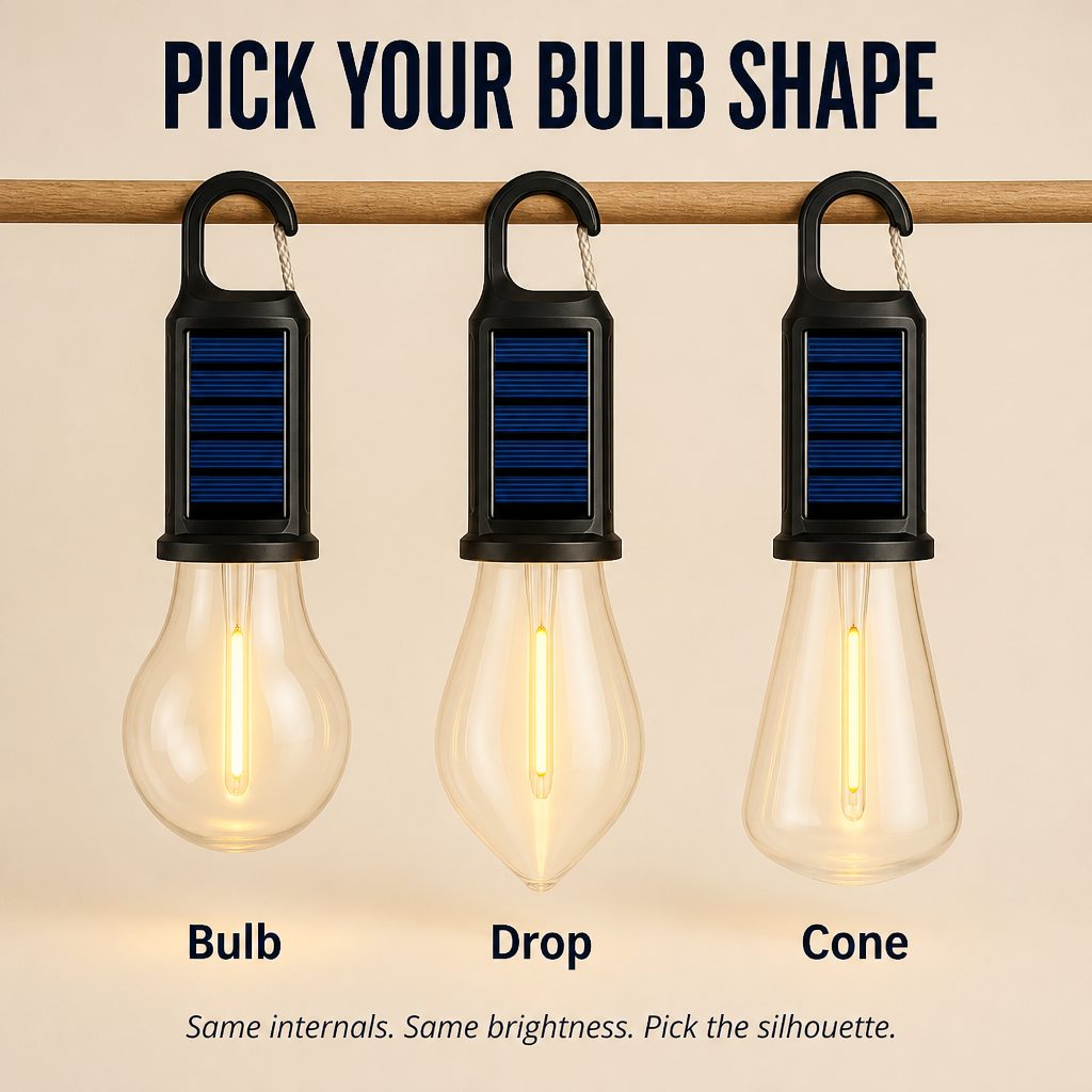LumaVibe™ — Solar Clip-On Bulb Illuminates Entire Tent Overnight, Battery-Free
