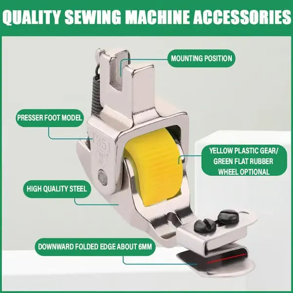 1+1 Free | Adjustable Rolling Foot for Sewing Machines – Versatile for Perfect Hems