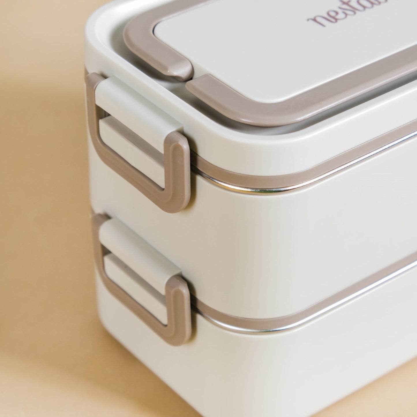 Ninja Airtight Double Decker Bento Lunch Box in Matte Beige, 2000ml Capacity