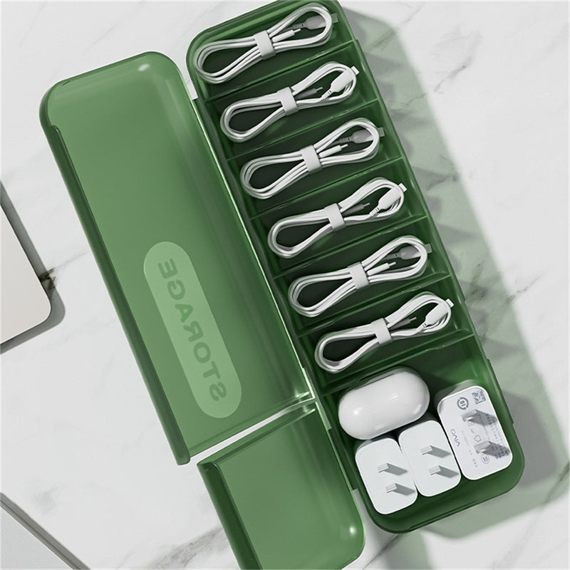 Cable Organizer Box with 7 Compartments for Home and Travel Use