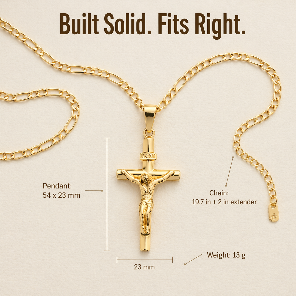 SolaraFaith™ — Sport a Crucifix That Resists Tarnish, Breakage, and Green Neck Stains