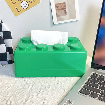 Innovative Wall-Mounted Tissue Box Holder Featuring Building Blocks