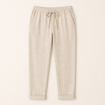 BellaSilk™ – Comfortable Cotton-Linen Tapered Pants with Adjustable Drawstring Waist