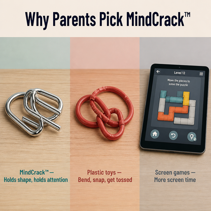 MindCrack™ — Draw Them Away From Screens With 8 Tangible Metal Brain Teasers
