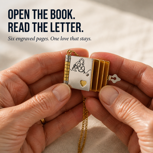 AmoriteBond™ — Unlock a Six-Page Book Pendant Personalized for Your Grandchild