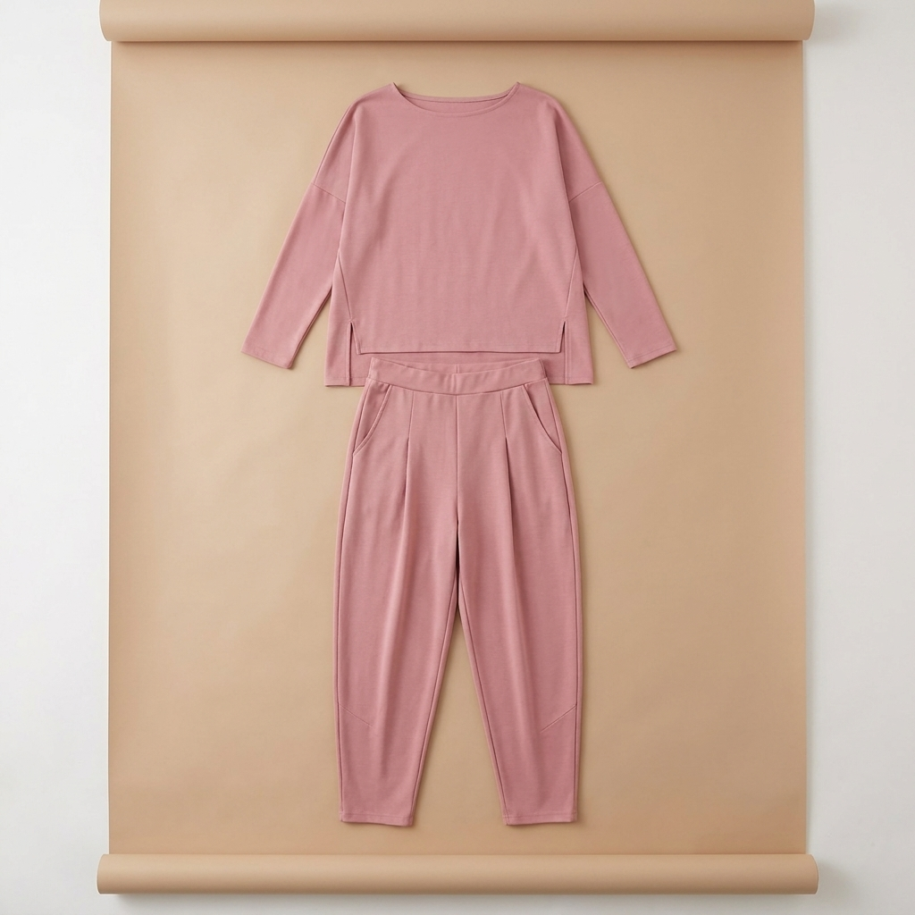 LuminaEase™ – Casual Boat-Neck Top & Slim Fit Pant Set