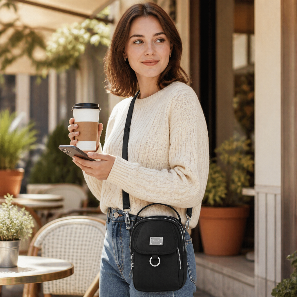 VeloTrek™ – Weatherproof Oxford Compact Crossbody Bag with Triple-Zip Design