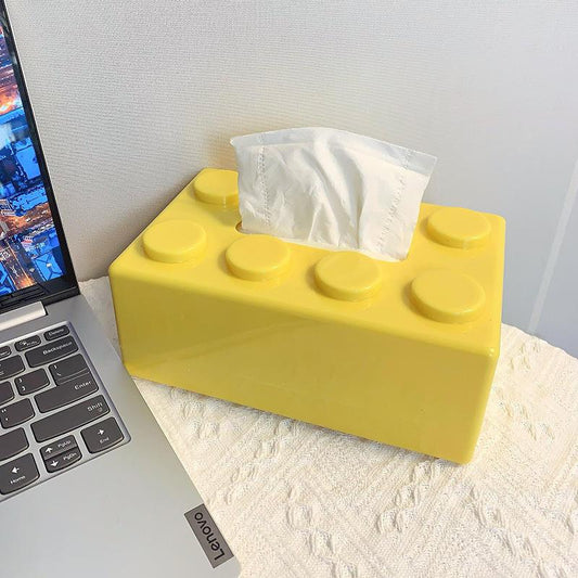 Innovative Wall-Mounted Tissue Box Holder Featuring Building Blocks