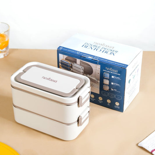 Ninja Airtight Double Decker Bento Lunch Box in Matte Beige, 2000ml Capacity