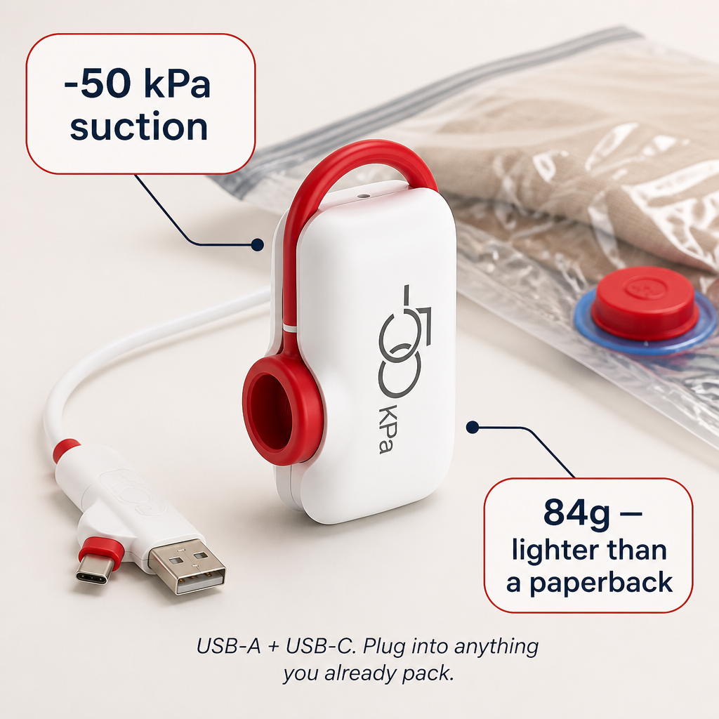 VoltPack™ — Compress Your Luggage 80% Using a Pocket USB Vacuum Pump