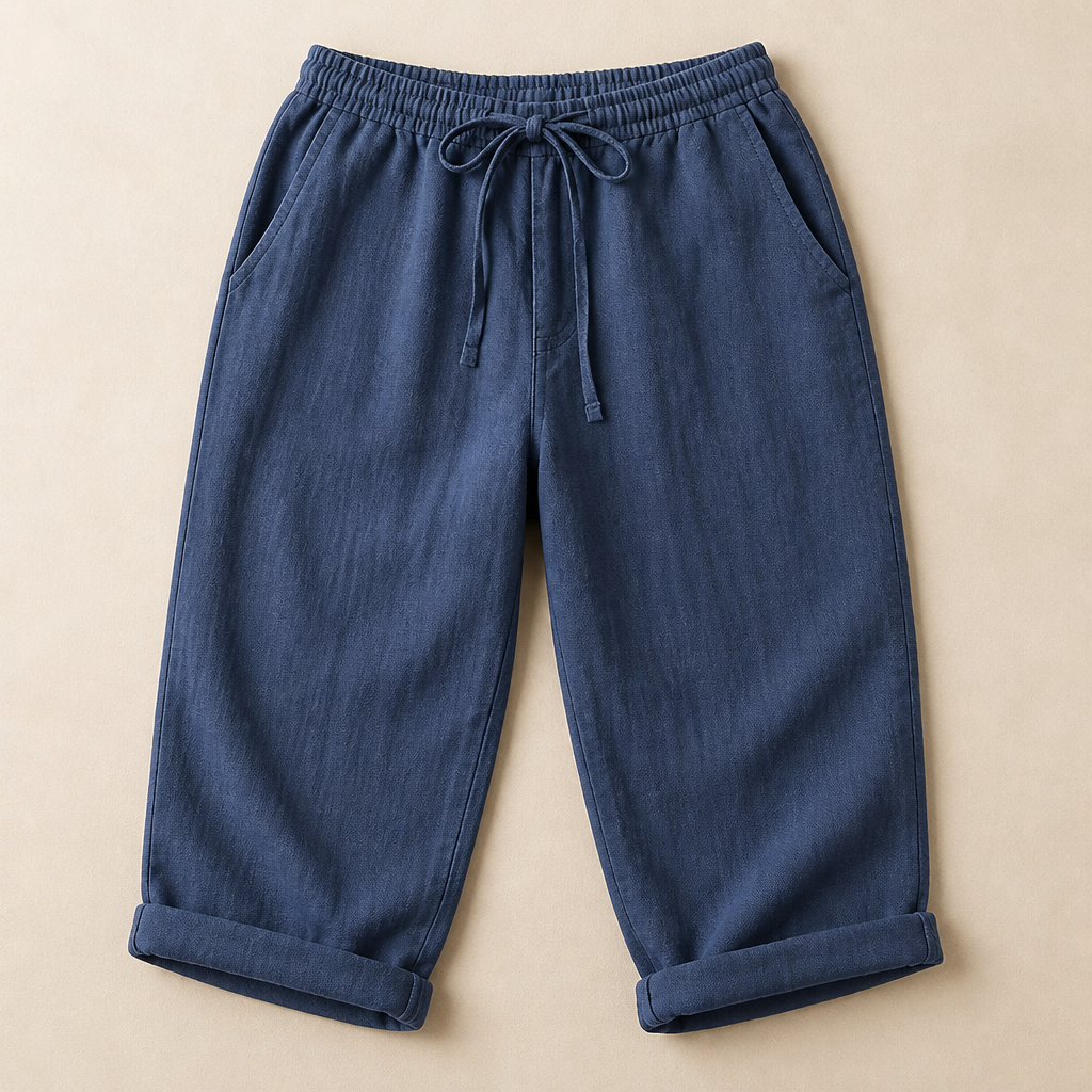 SenseLuxe™ – Lightweight Cotton-Linen Capri Pants Featuring Rolled Cuffs