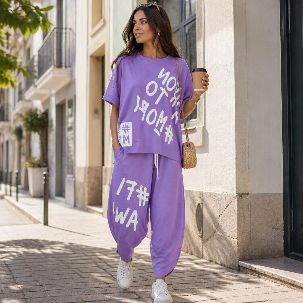 Brixa™ – Large Graffiti Graphic Lounge Two-Piece Set