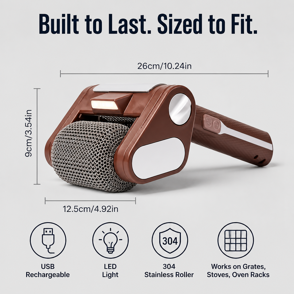 GrillGleam™ — Remove Stuck-On Grease Fast with No Loose Bristles at All