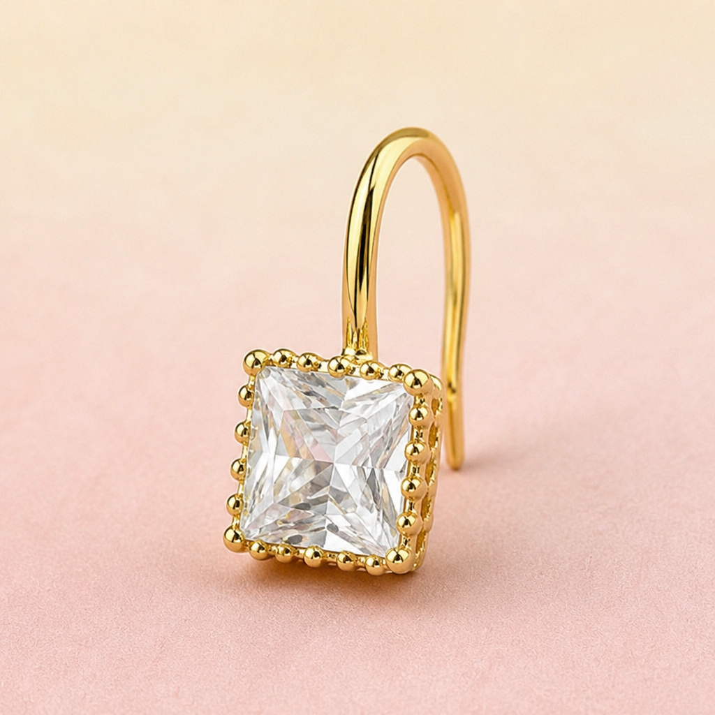 LumaLuxe™ – Delicate Square-Cut Crystal Dangle Earrings in Gold