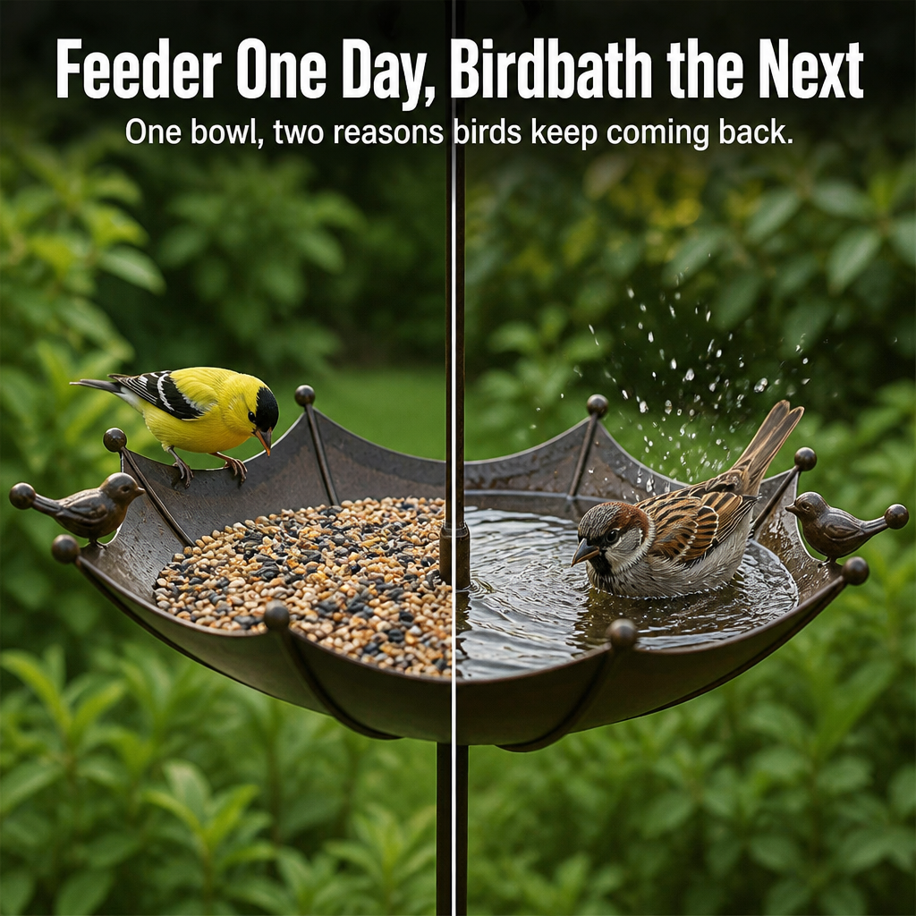 Aviara™ Hanging Umbrella Feeder & Bath — Transform Your Porch into a Lively Bird Paradise You Can’t Stop Watching