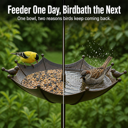 Aviara™ Hanging Umbrella Feeder & Bath — Transform Your Porch into a Lively Bird Paradise You Can’t Stop Watching