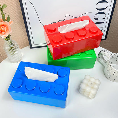 Innovative Wall-Mounted Tissue Box Holder Featuring Building Blocks
