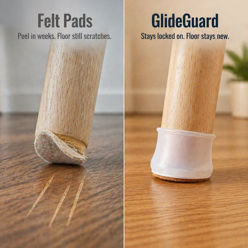 GlideGuard™ — Embrace Each Chair Leg, Mute Every Creak, Protect Every Floor