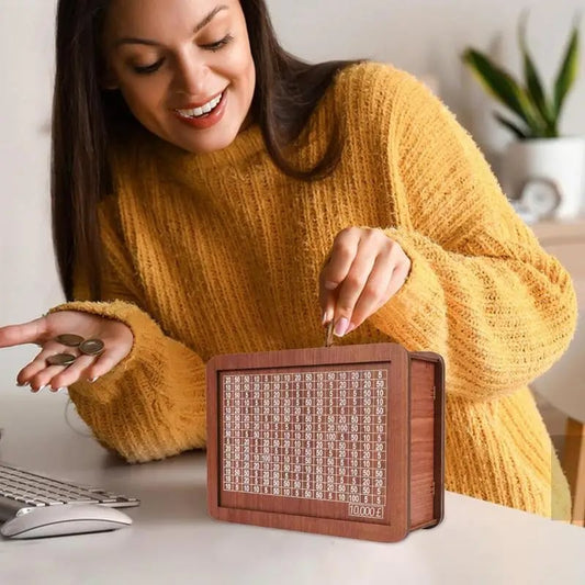 Perlo — Wooden Savings Box with Secure Lid and Progress Tracker