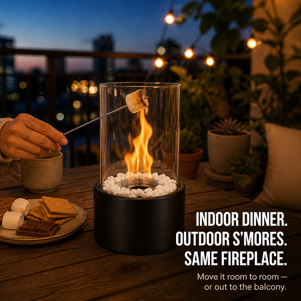 GlideCore™ — Transform Any Table into a Warm Real-Flame Focal Point in 10 Seconds