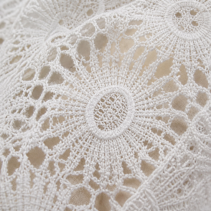 DeloraLace™ – Romantic Crochet Lace Top with Buttons and Scalloped Hem