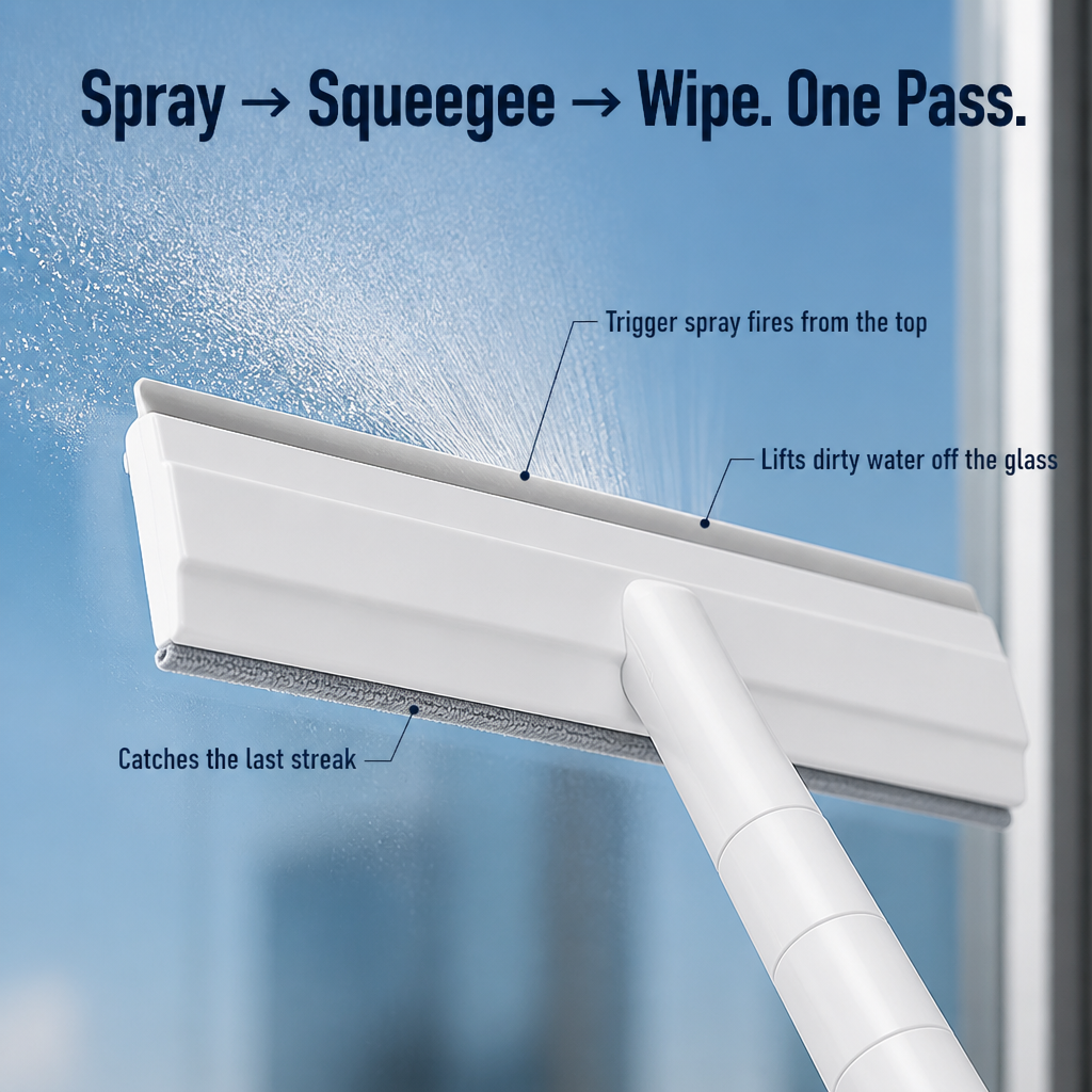 GlassGleam™ — Clean Every Window Streak-Free with One Spray-and-Swipe Pass