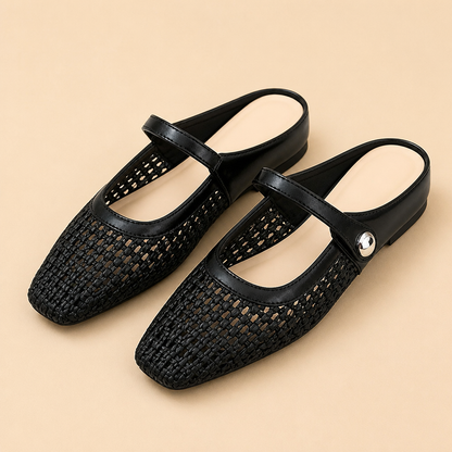 BreezeStep™ – Handcrafted Square-Toe Mary Jane Mules