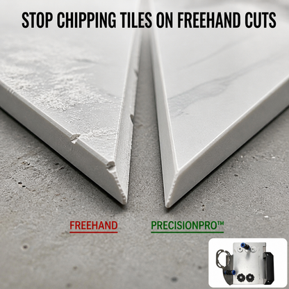 PrecisionPro™ — Cut Factory-Sharp 45° Tile Miters Without Using a Wet Saw