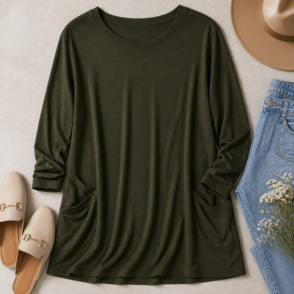 ElevéaComfort™ – Casual Loose Tunic Featuring Side Pockets