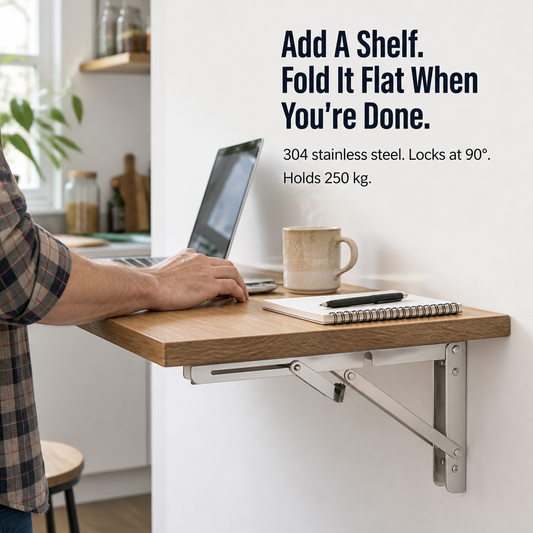 FlexiMount™ — Install Drop-Down Shelves Supporting 550 lbs That Fold Flat in Moments