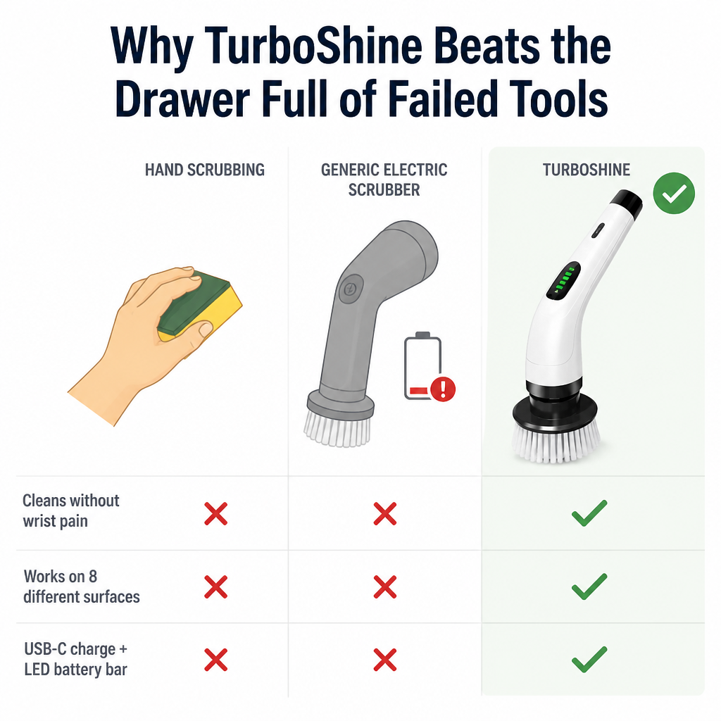 TurboShine™ — Cut Cleaning Time in Half with 8 Heads + Extension Pole | Spin Away Grime