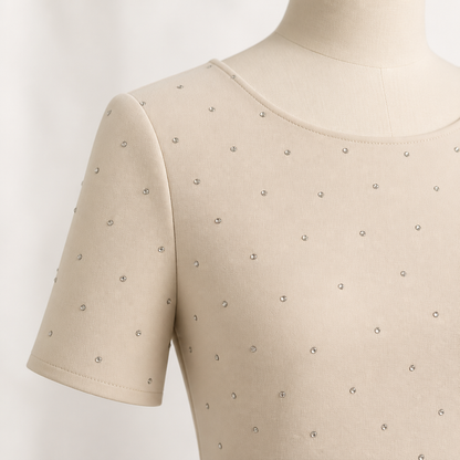 VeroLux™ – Mini Dress with Rhinestone Accents and Tiered Tulle Hem