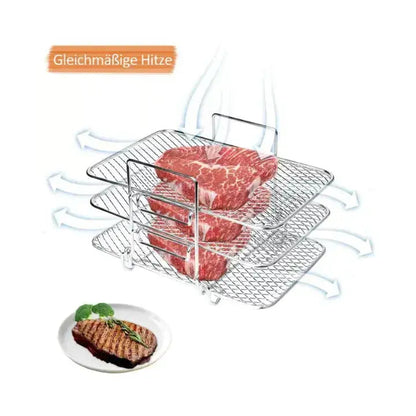 3-Tier Stainless Steel Rack for Air Fryers Offering Versatile Cooking Options