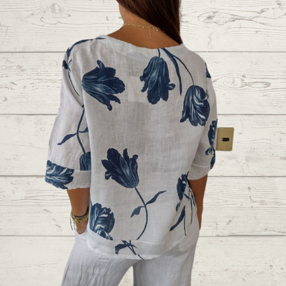 ZephyraLuxe™ Linen V-Neck Top — Keep Cool, Fresh, and Perfectly Confident All Day