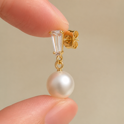 LumaFleur™ – Sophisticated Pearl Drop Earrings with Crystal Detail